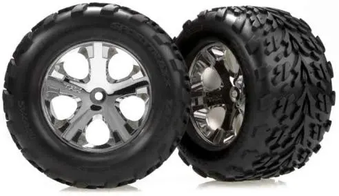 Traxxas 3669 Tires & Wheels, Assembled, Glued (2.8') (All-Star Chrome Wheels, Talon Tires, Foam Inserts) (Nitro Rear/ Electric Front) (2) 0.675 1
