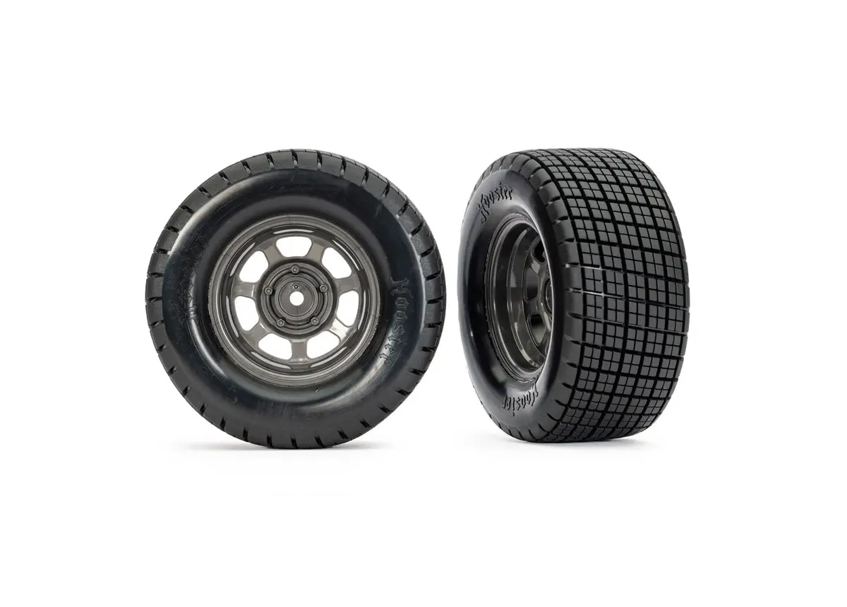 Traxxas 10473X Dirt Oval Gray Front Wheels W/ Hoosier Tires (2) 1