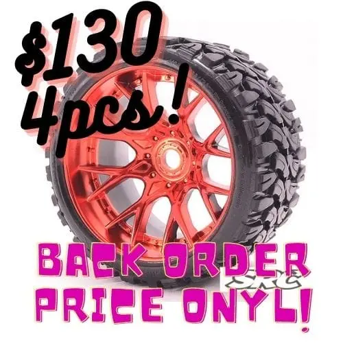 Sweep Racing Src1002rc Monster Truck Terrain Crusher Belted Tire Preglued On Whd Red Chrome Wheel 4Pc(Back Order Only) 1