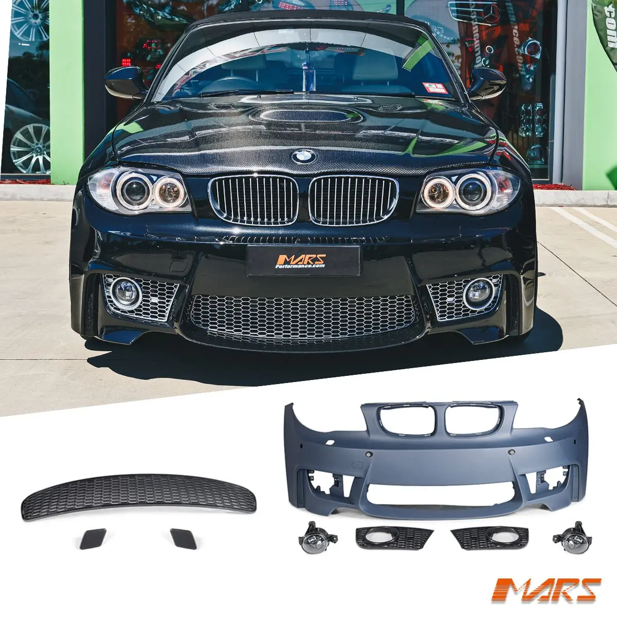 1M Style Front Bumper Bar Bodykit For Bmw 1-Series E81 E87 Hatch E82 Coupe E88 Convertible 2004-2013 1