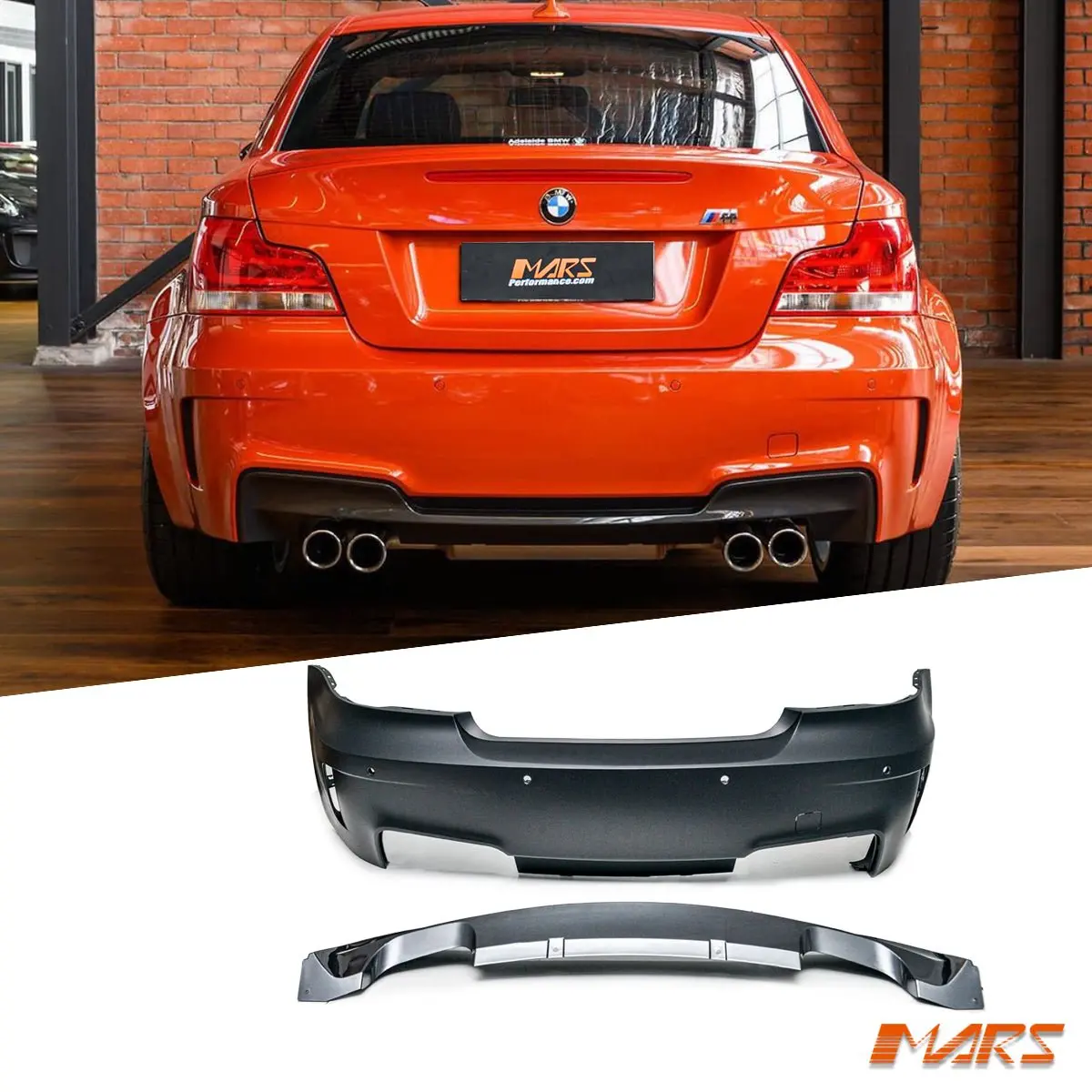 1M Style Twin Exhaust Outlet Rear Bumper Bar Bodykit For Bmw 1-Series E82 Coupe & E88 Convertible 2008-2013 1