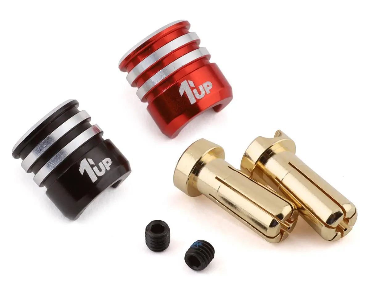 1Up Racing 190436 Heatsink Bullet Plug Grips W/5Mm Bullets (Black/Red) 1