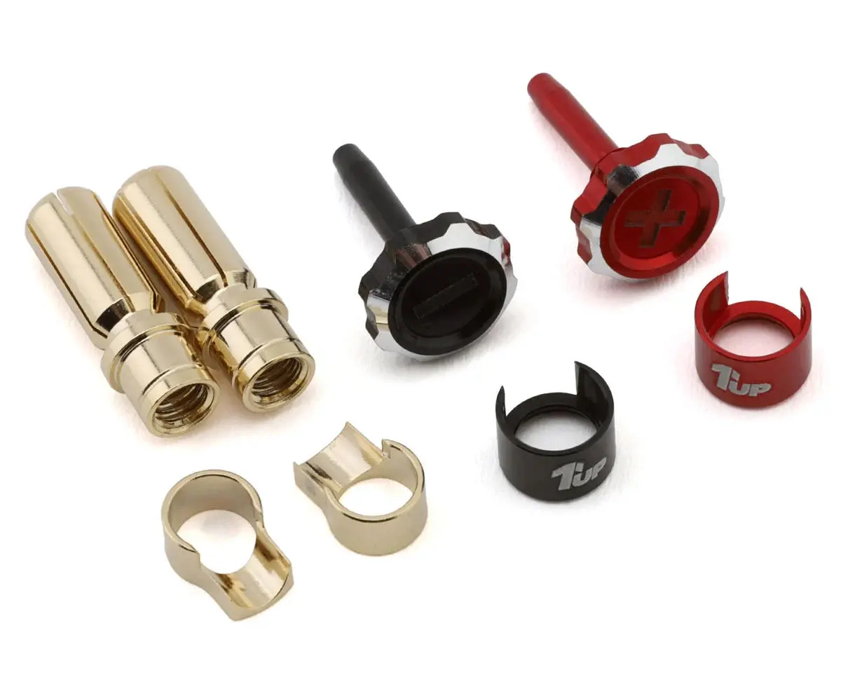 1Up Racing "Lockdown" Adjustable Bullet Plug Grips W/5Mm Bullets (Red/Black) 190455 1