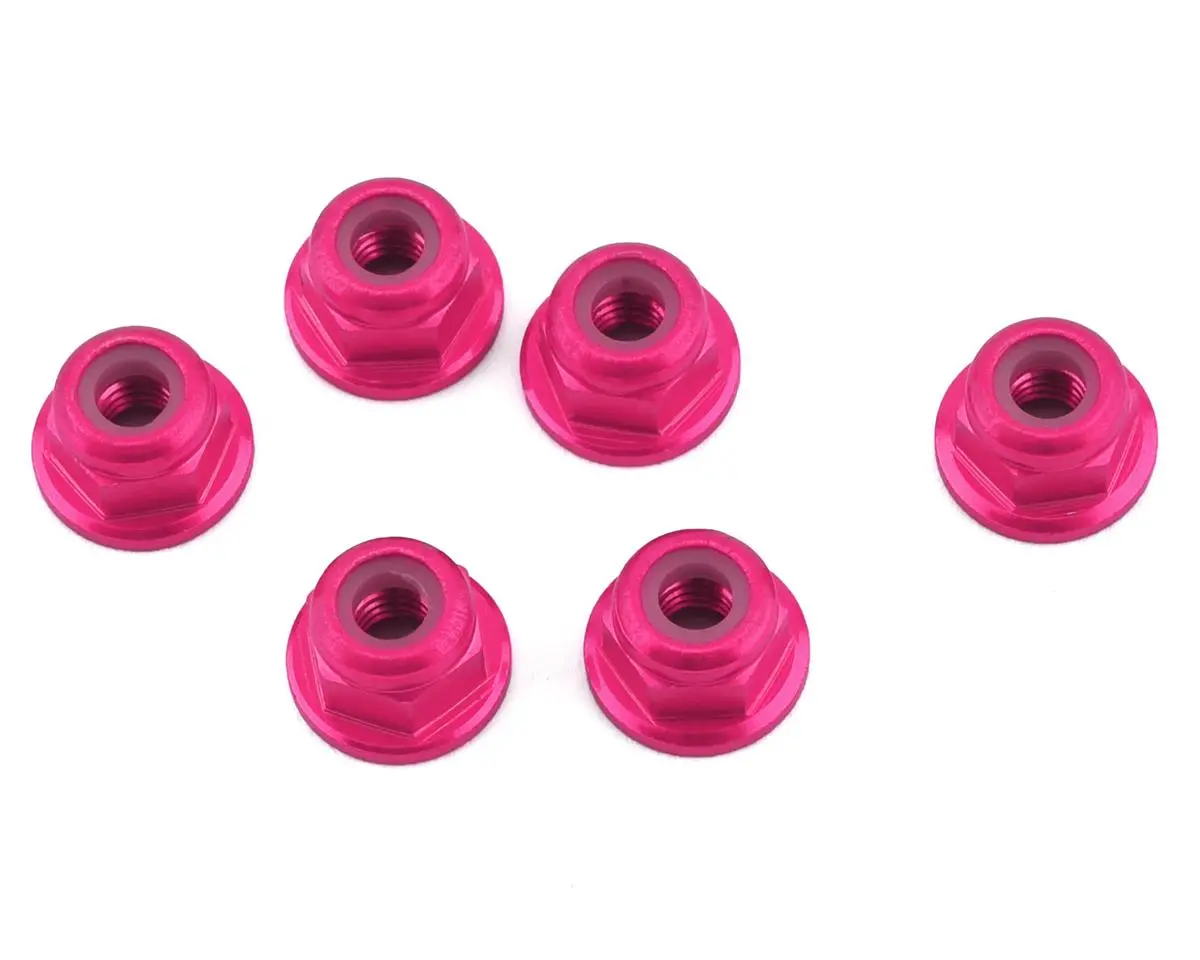 1Up Racing 1Up80544  3Mm Aluminum Flanged Locknuts (Pink) (6) 1