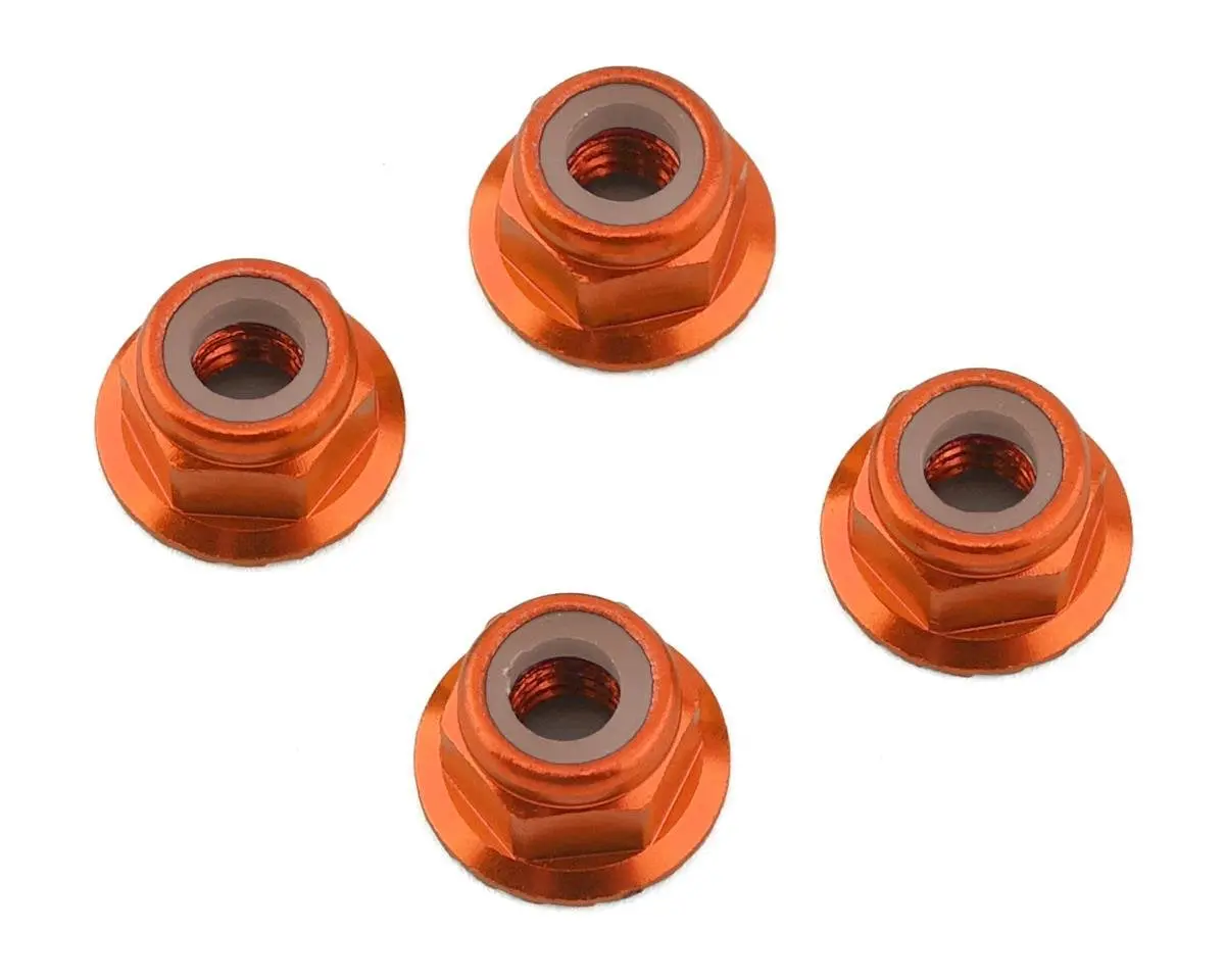 1Up Racing 80552 4Mm Serrated Aluminum Locknuts (Orange) (4) 1