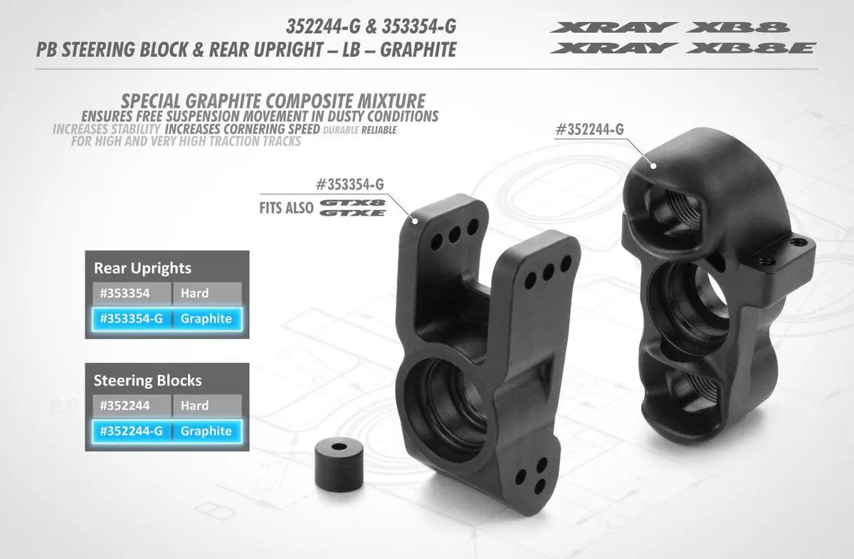 Xray 352244-G Xb8 Pivot Ball Steering Block (Graphite) 1