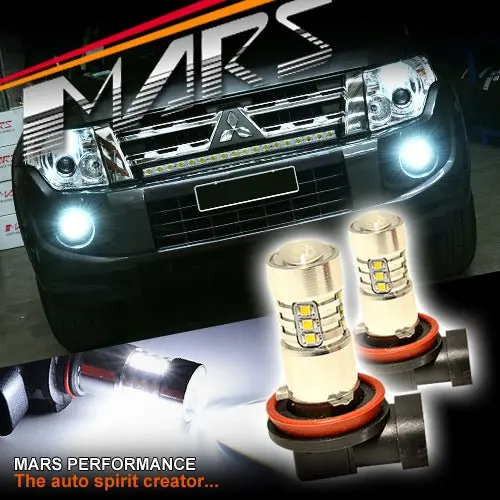 2X Mars Performance High Power Torch Projector Led Smd White Fog Light Bulbs For Mitsubishi Pajero Ns Nt Nw Nx 07-15 1