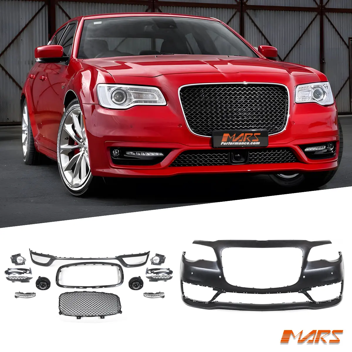 Srt Style Front Bumper Bar Bodykit With Grill & Drl Lights For Chrysler 300 Lx 2012-2021 1