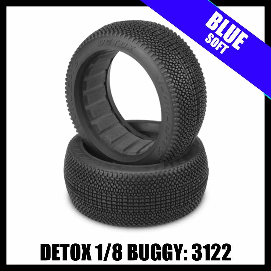 Jconcepts 3122-01 Detox 1/8 Buggy Tires (2) - Blue (Soft) 1