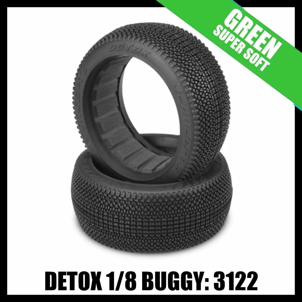 Jconcepts 3122-02 Detox 1/8 Buggy Tires (2) - Green (Super Soft) 1