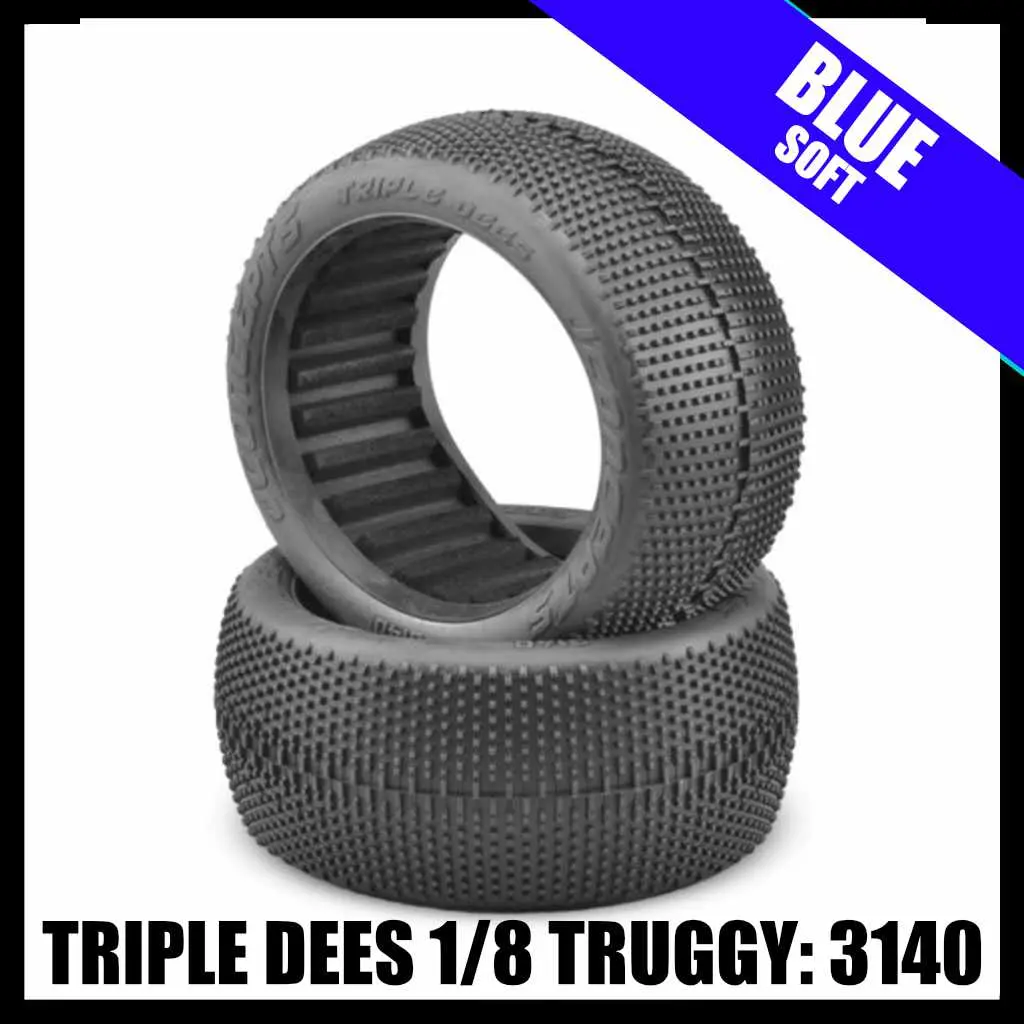J Concepts 3140-01 Triple Dees 4.0" 1/8Th Truggy Tires (2) - Blue (Soft) 1