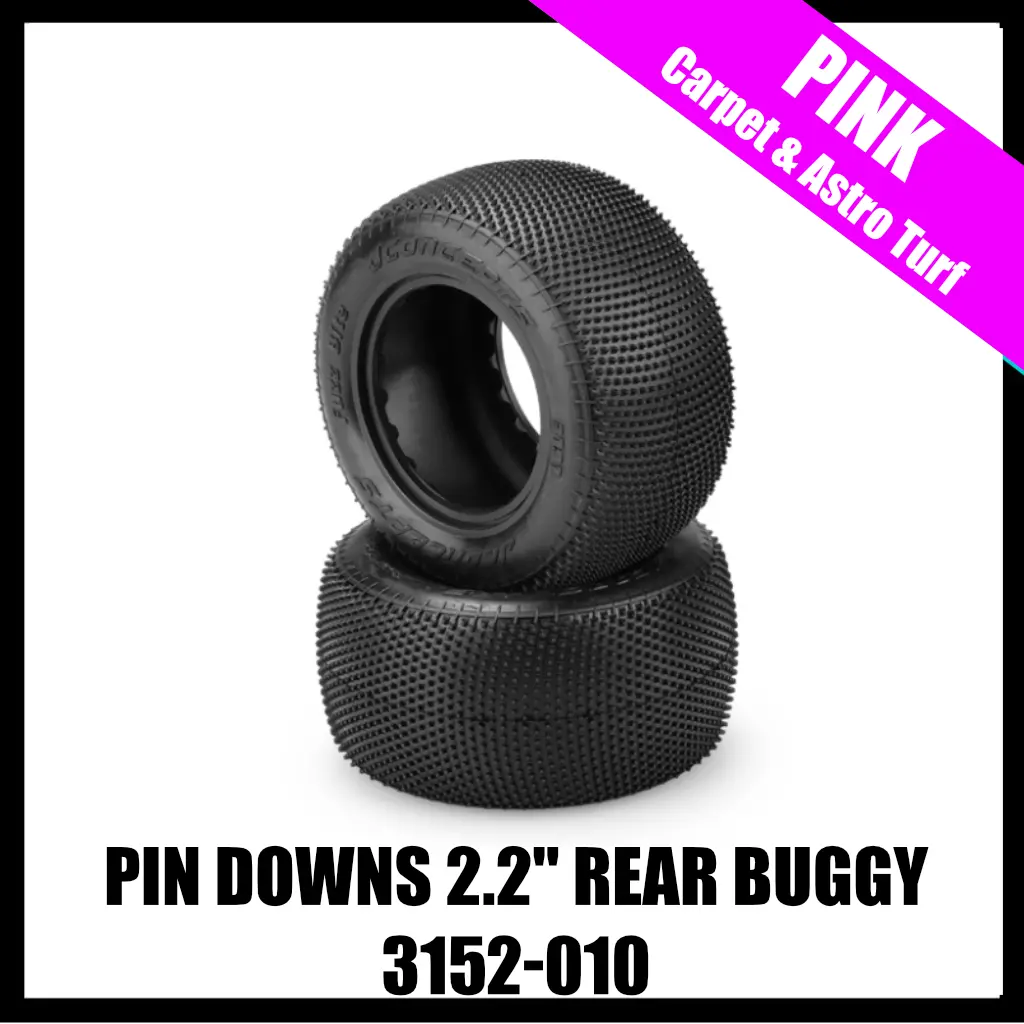 Jconcepts 3136-010 Pin Downs Carpet 2.2" Rear Buggy Tires (2) (Pink) 1