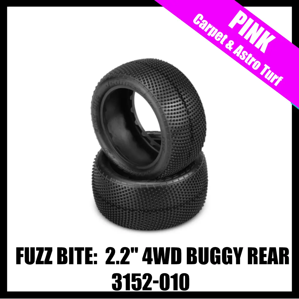 Jconcepts 3152-010 Fuzz Bite Lp Carpet 2.2" Rear Buggy Tires (2) (Pink) 1