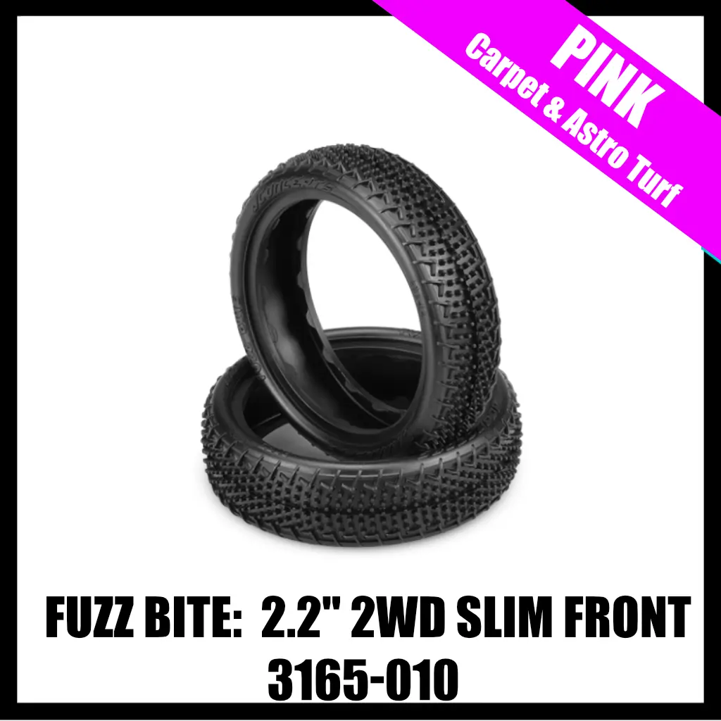 Jconcepts 3165-010 Fuzz Bite Lp Carpet 2.2" 2Wd Front Buggy Tires (2) (Pink) 1