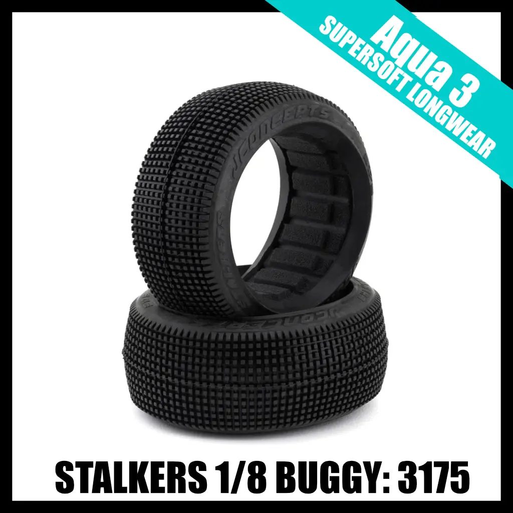 Jconcepts 3175-04 Stalkers 1/8Th Buggy Tire (2) - Aqua A3 (Super Soft Longwear) 1