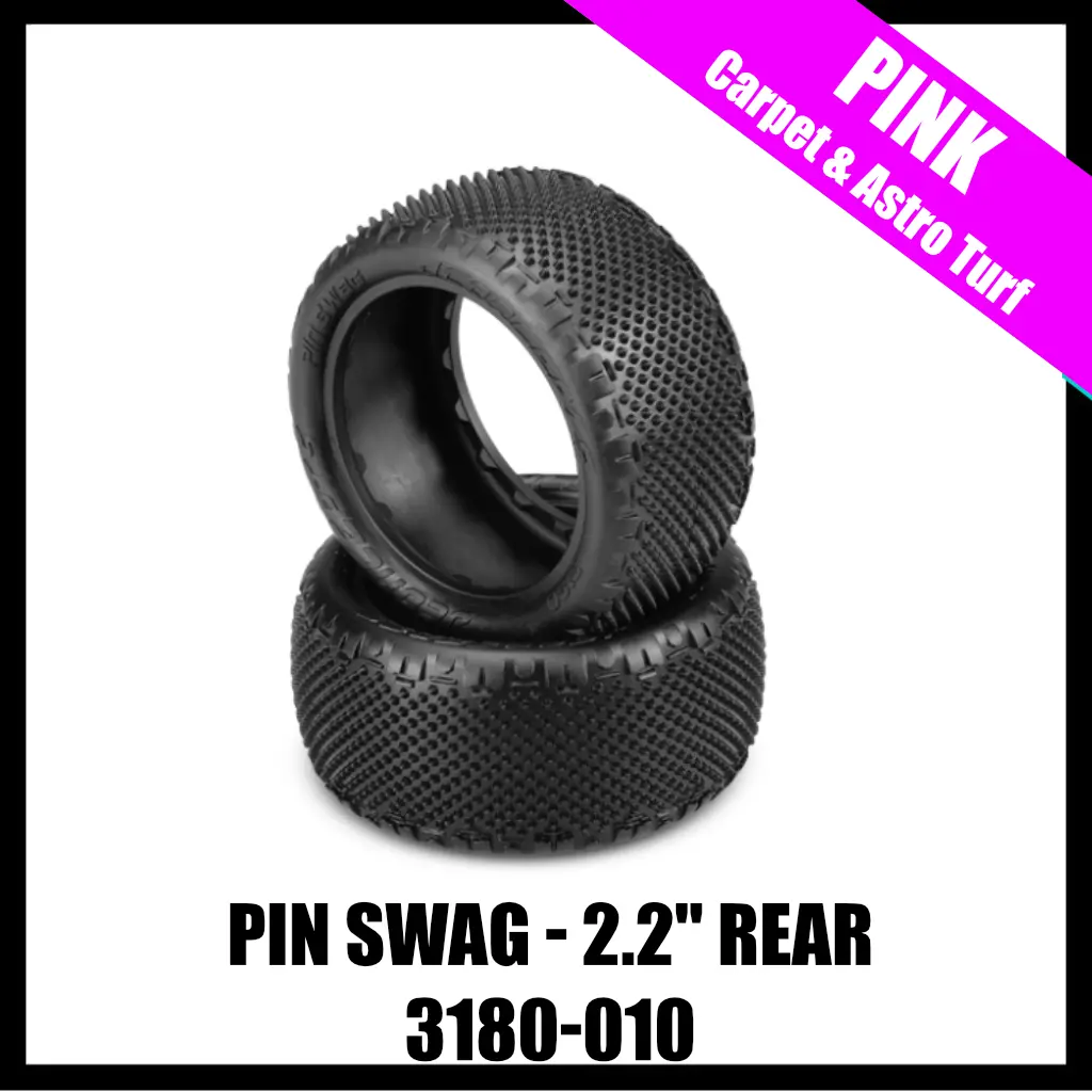 Jconcepts 3180-010 Pin Swag 2.2" Rear Buggy Carpet Tires (2) (Pink) 1