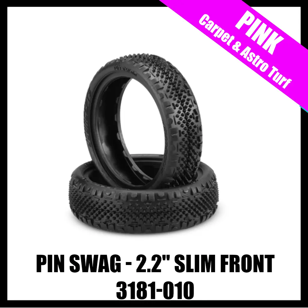 Jconcepts 3181-010 Pin Swag Carpet Tire - Pink Compound (Fits 2.2" 2Wd Front Buggy Wheels) 1