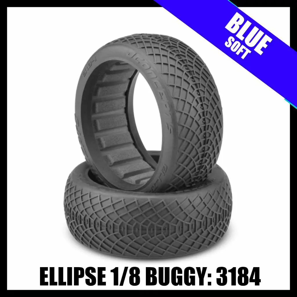 Jconcepts 3184-01 Ellipse 1/8 Buggy Tires (2) - Blue (Soft) 1