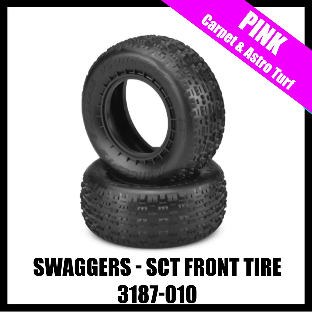 Jconcepts 3187-010 Swaggers Short Course Front Carpet Tires (2) (Pink) 1