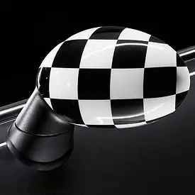 Mini Cooper Checkered Mirror Caps Covers Set Oem 1