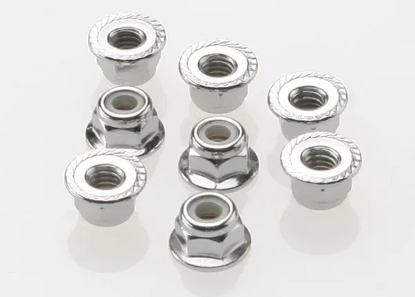 Traxxas 3647 Nuts, 4Mm Flanged Nylon Locking (Steel, Serrated) (8) 1