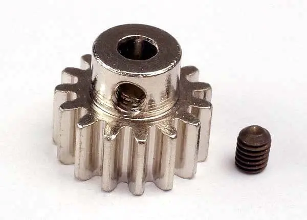Traxxas 3945 - Gear, 15-T Pinion (32-P) (Mach. Steel)/ Set Screw 1