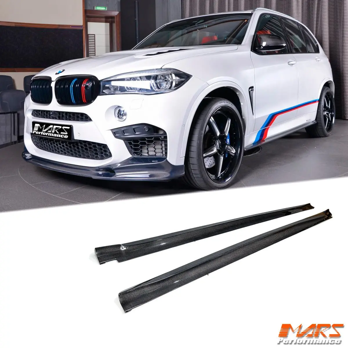 3D Design Style Carbon Fibre Lower Side Skirts Lip Spoiler Bodykit For Bmw F85 X5m & F86 X6m 1