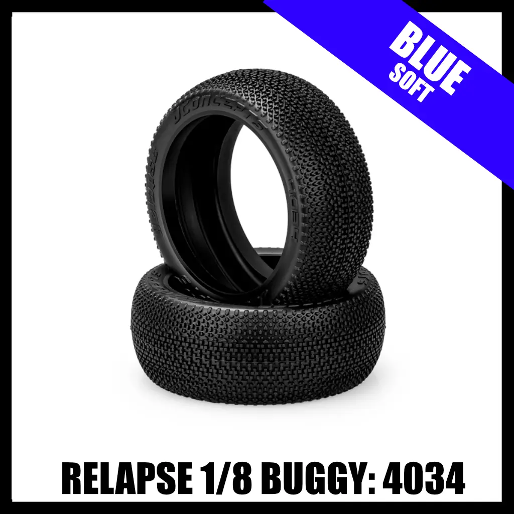 Jconcepts 4034-01 Relapse - 1/8 Buggy Tires (2) - Blue (Soft) 1