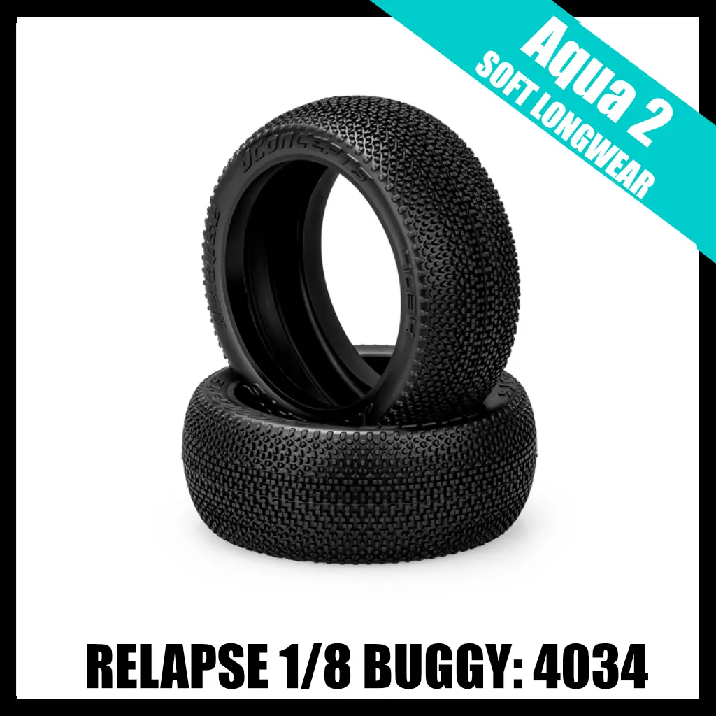 Jconcepts 4034-03 Relapse - 1/8 Buggy Tires (2) - Aqua A2 (Soft Longwear) 1