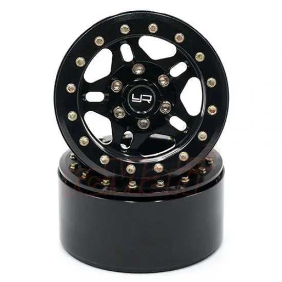 Yeah Racing Wl-0116Bk 1.9 Aluminum Cnc 5 Spoke Beadlock Wheel W/Wheel Hub 2Pcs Black 1