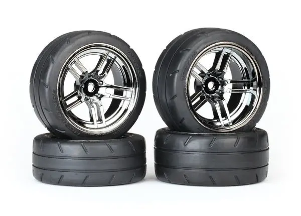 Traxxas 8375 Tires & Wheels, Assembled, Glued (Split-Spoke Black Chrome Wheels, 1.9' Response Tires, Foam Inserts) 1