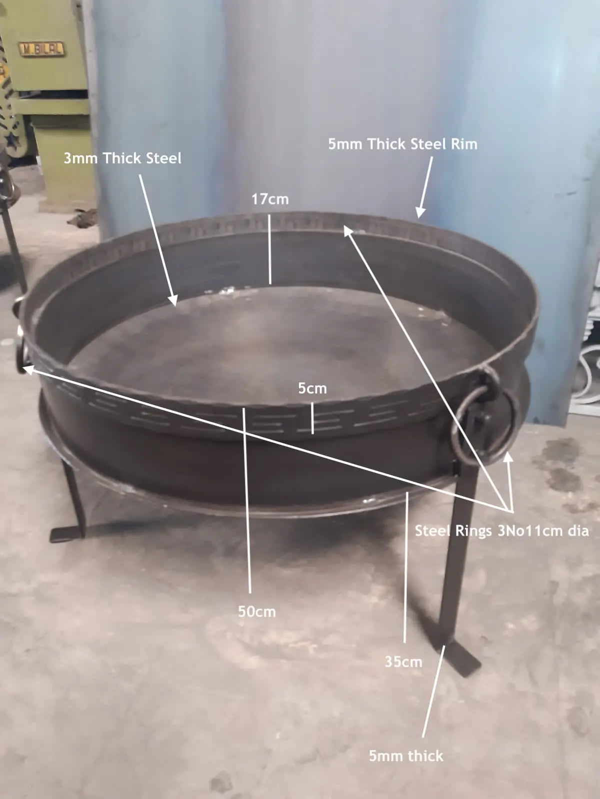 Dubai Steel Wood Fire Bowl 80Cm 1