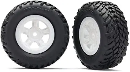 Traxxas 7674X Tires And Wheels, Assembled, Glued (Sct White Wheels, Sct Off-Road Racing Tires) (1 Each, Right & Left) 0.154 1
