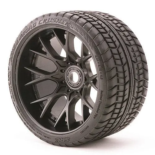 Sweep Racing Src1001b Monster Truck Road Crusher Belted Tire Preglued On Black Wheel 4Pc Set 1