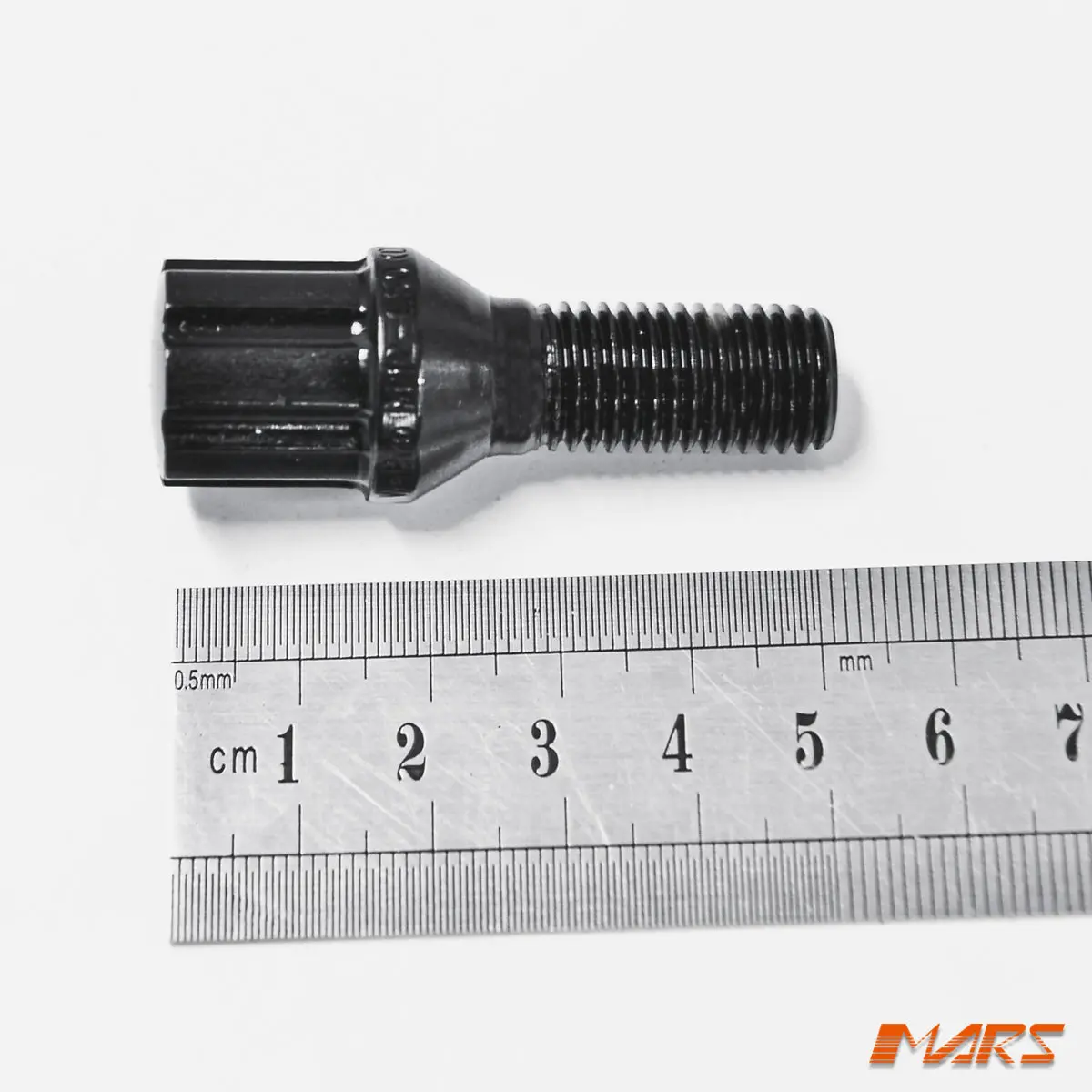 Black Mars Performance Wheels M14 X 1.5 29 Mm Ultra Slim 7 Spline Lock Bolts Set (4 Pcs) With Key 2
