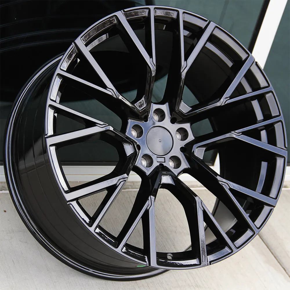 829 22X9.5 & 22X10.5 5X120 Et35 Gloss Black Fit Bmw X5 X6 X5m X6m Flow Forged 1