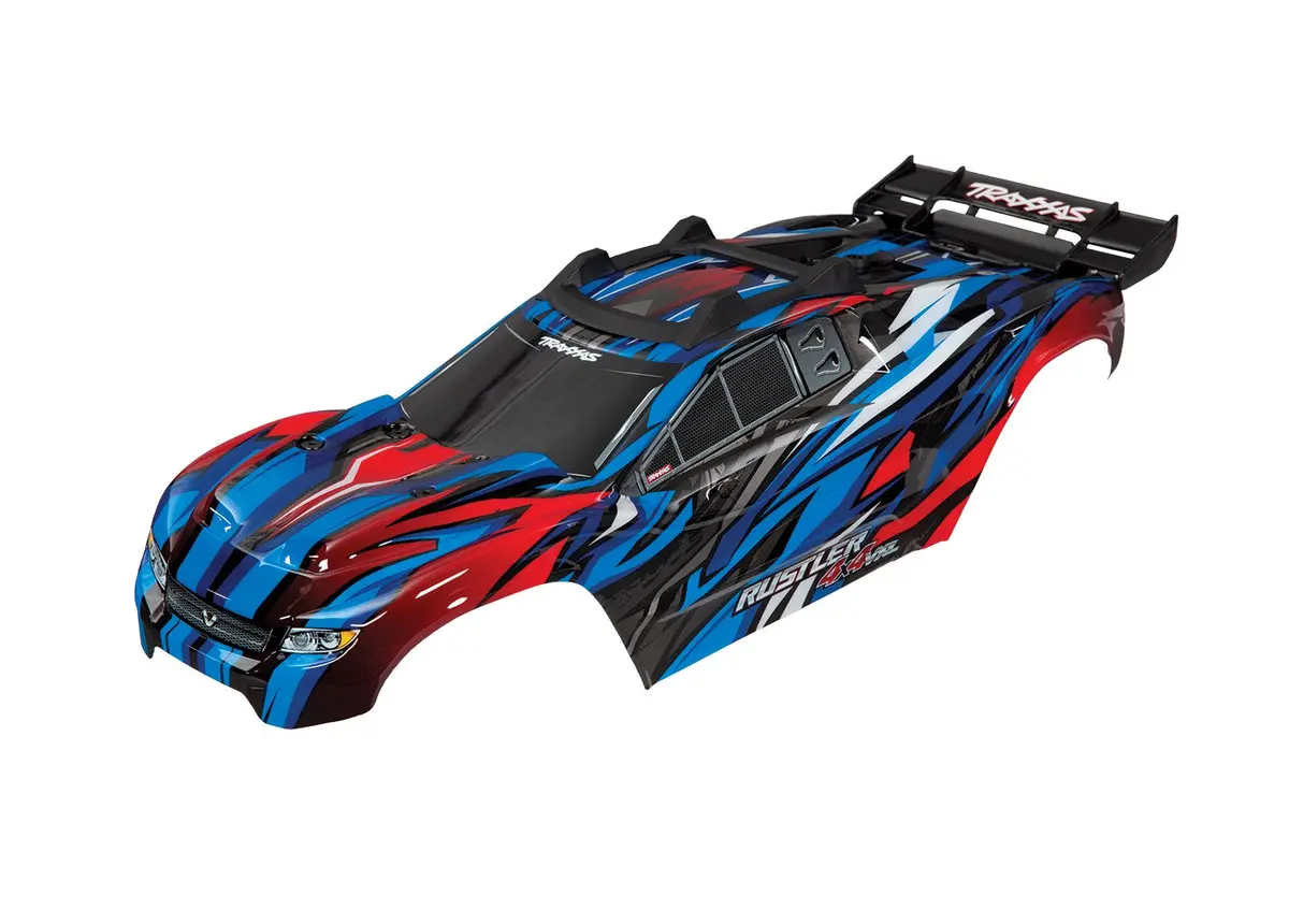 Traxxas 6717A - Body, Rustler® 4X4 Vxl, Blue/ Window, Grille, Lights Decal Sheet (Assembled With Front & Rear Body Mounts And Rear Body Support For Clipless Mounting) 1
