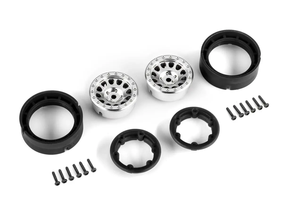 Traxxas Trx4m 9781-Satin Wheels, 1.0", Method Race Wheels® 105 Beadlock (Satin Chrome, Beadlock) (2) 1