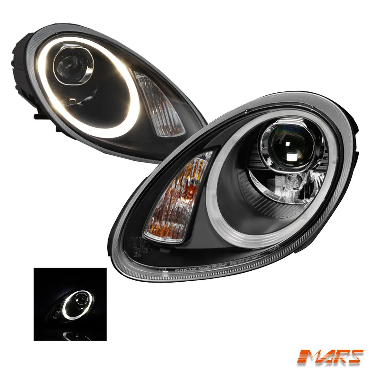 Black Drl Led Projector Head Lights For Porsche Boxster & Cayman 987 2005-2008 Series 1 1
