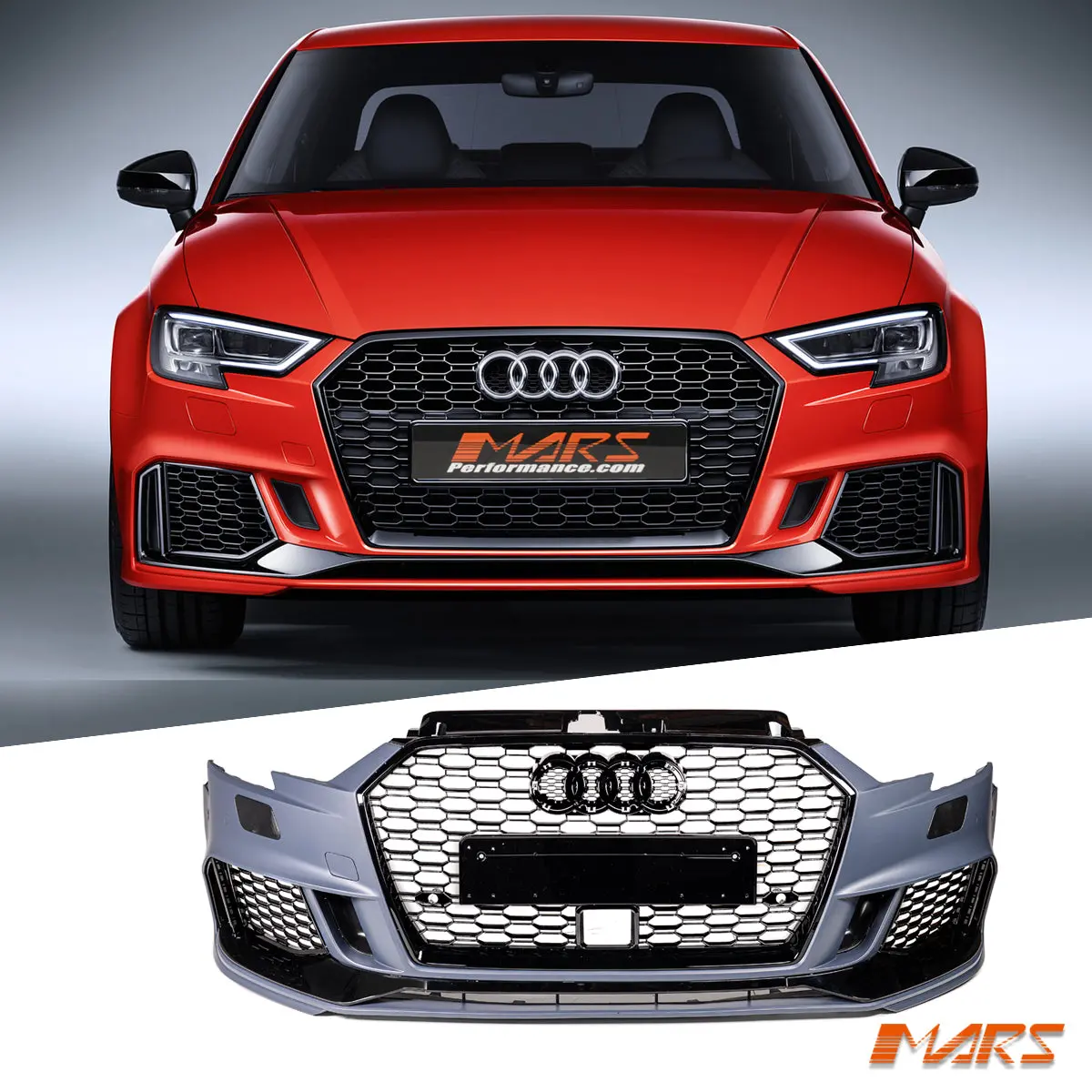 Rs3 Style Front Bumper Bar Bodykit & Honeycomb Grill For Audi A3 S3 8V Sedan 2017-2020 Facelift 1