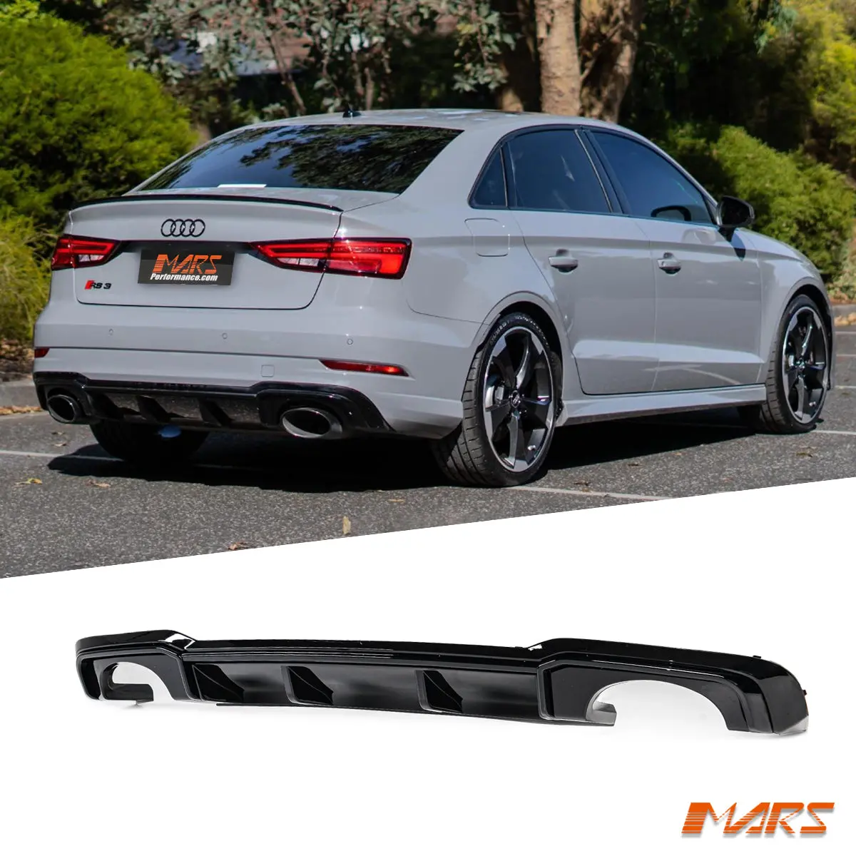 Gloss Black Rs3 Style Rear Diffuser Bodykit For Audi A3 8V Sedan & Convertible Update 2017-2020 S3 & S-Line Bumper Bar 1