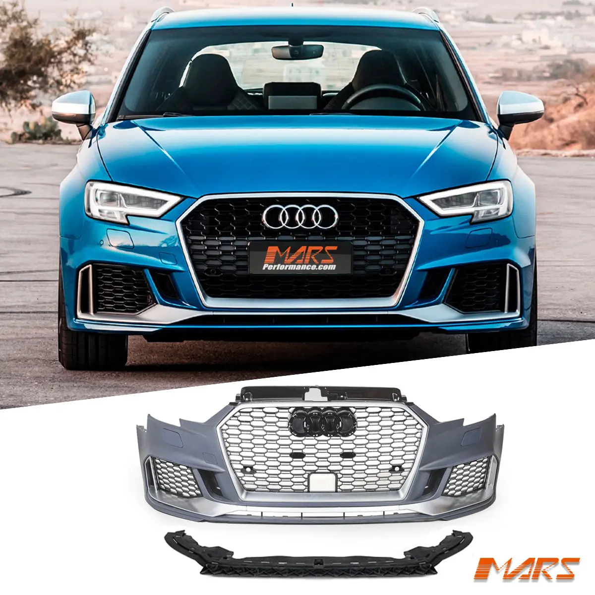 Rs3 Style Front Bumper Bar Bodykit & Grill For Audi A3 S3 8V 5 Doors Hatch 2017-2020 Facelift 1