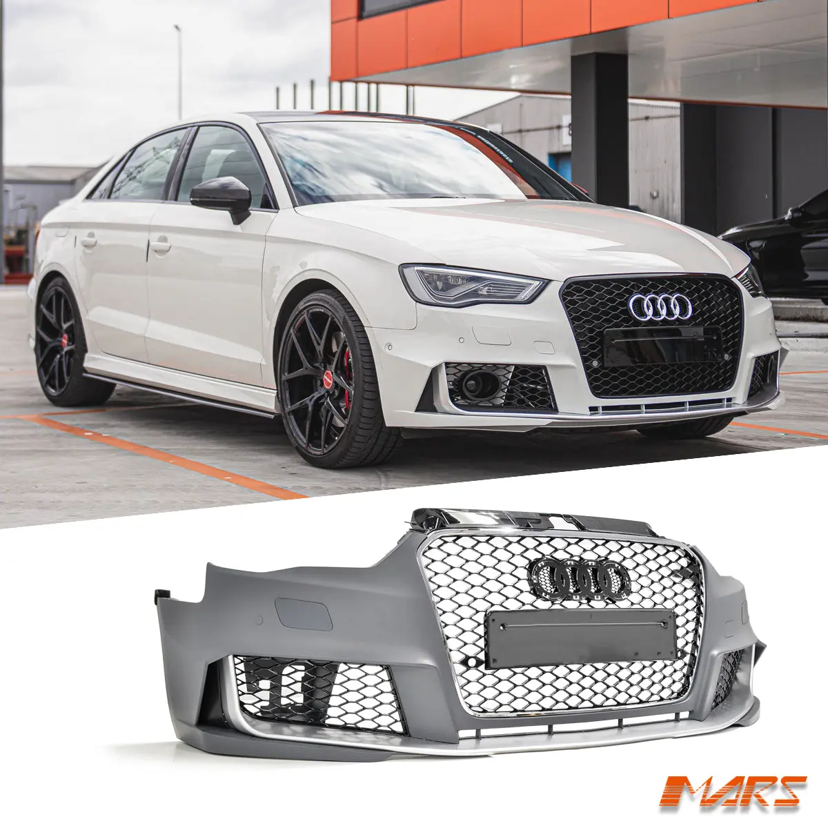 Rs3 Style Front Bumper Bar Bodykit & Grille Grill For Audi A3 S3 8V 2013-2016 Pre Update 4 Doors Sedan 1
