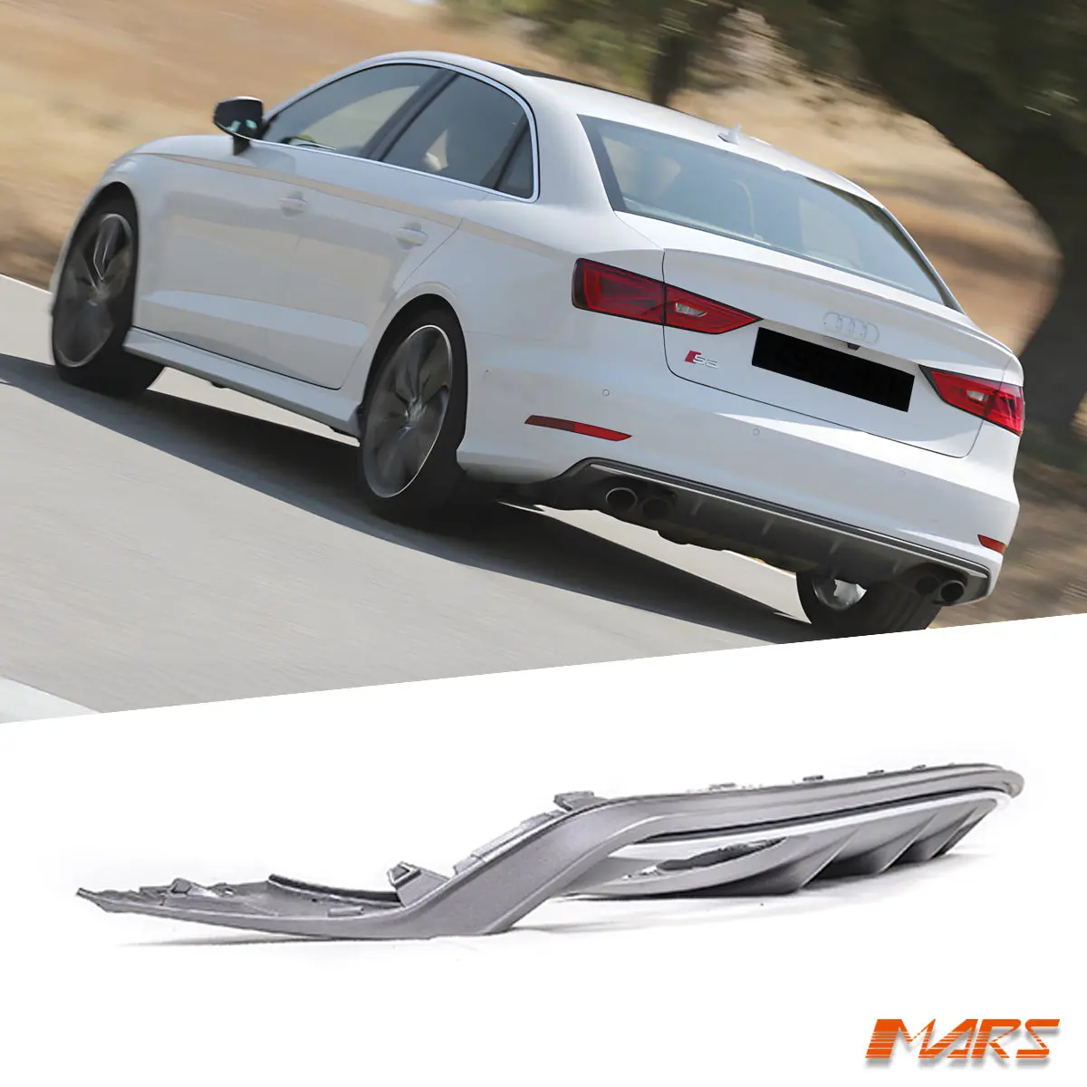 Twin Exhaust Outlet Diffuser Bodykit For Audi A3 8V Sedan & Convertible Pre Update 2013-2016 S3 & S-Line Bumper Bar 1