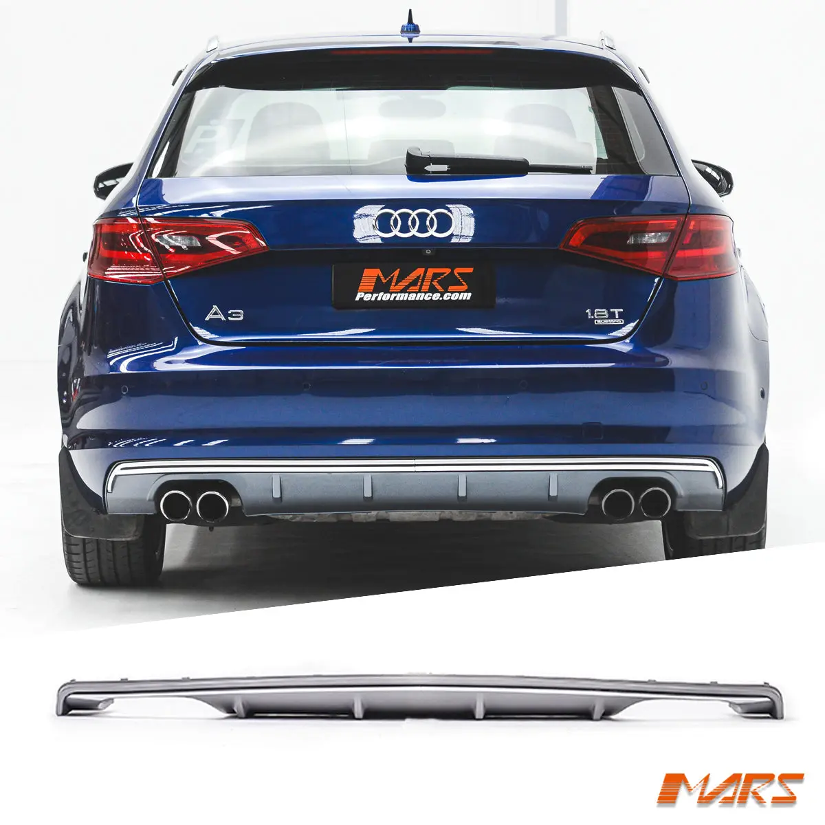S3 Style Twin Exhaust Outlet Diffuser Bodykit For Audi A3 8V Hatchback Pre Update 2013-2016 Standard Bumper Bar 1