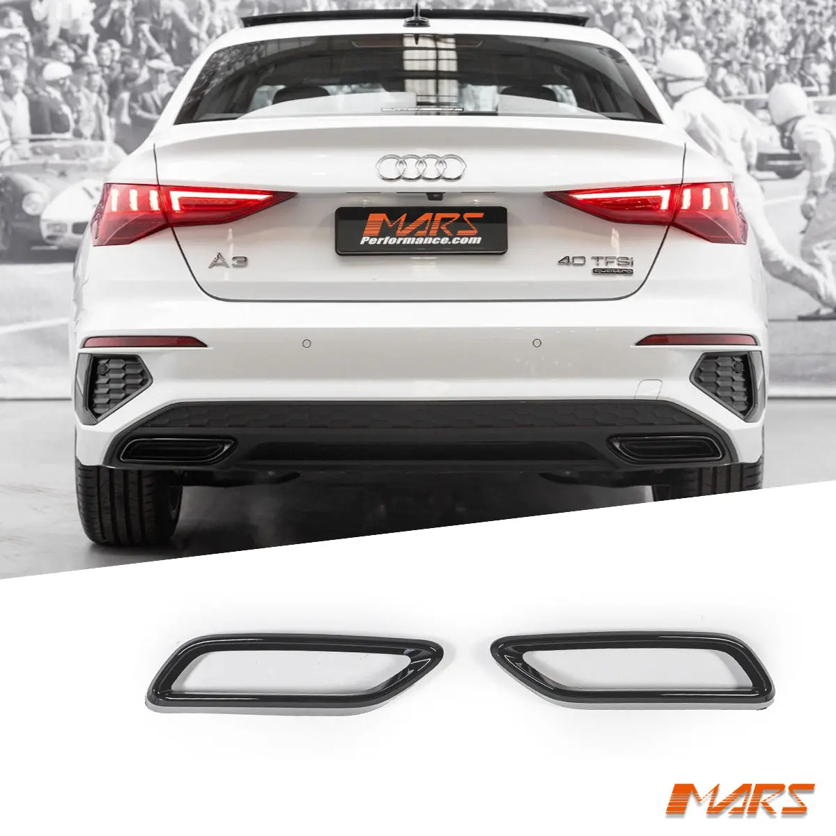 Gloss Black Exhaust Tips Trim For Audi A3 S-Line 8Y Gy Hatch & Sedan 2021-2024 1