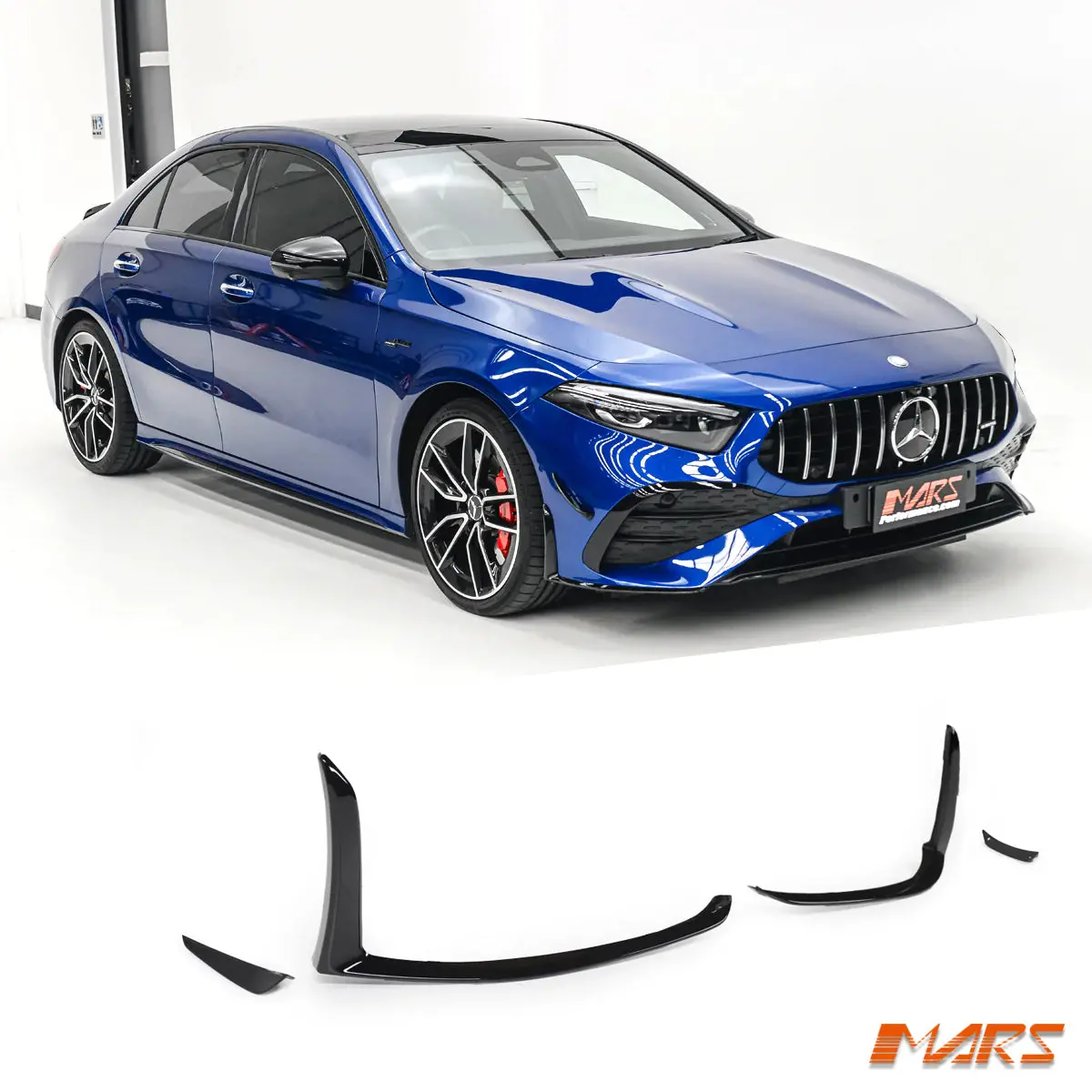 Gloss Black Front Bumper Aero Lip Kits & Side Blade Canards For Mercedes-Benz A-Class W177 V177 & A35 Amg 2023+ 1