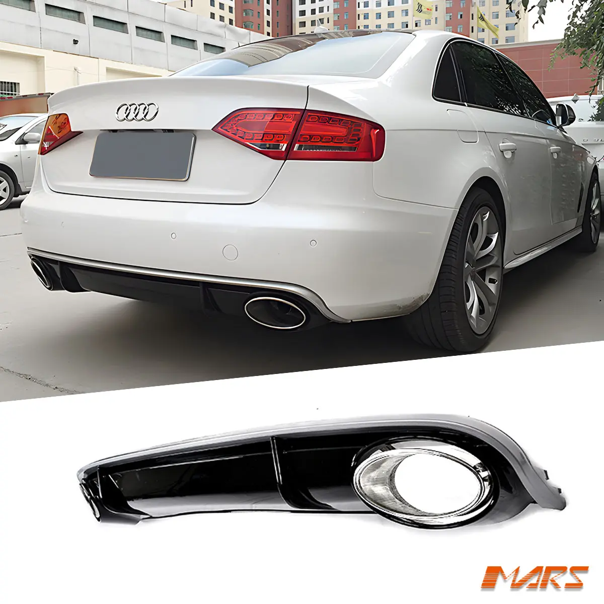 Rs4 Style Rear Bumper Bar Diffuser Bodykit & Exhaust Tips For Audi A4 B8 2008-2011 Sedan 1
