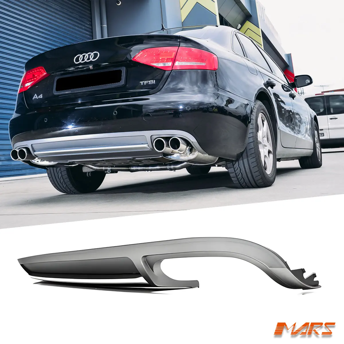 S4 Style Twin Exhaust Outlet Diffuser Bodykit For Audi A4 B8 2009-2011 Sedan Standard Rear Bumper Bar 1