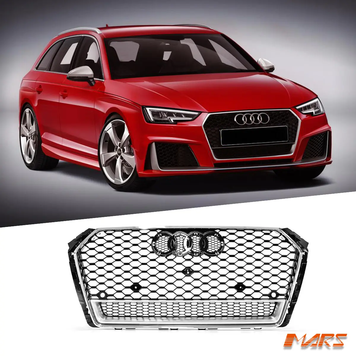 Chrome Black Quattro Rs4 Style Front Bumper Bar Grille Grill Bodykit For Audi A4 B9 2016-2019 1